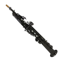 Saxofone soprano reto preto brilhante corpo inteiro prof use música oriental comprar usado  Enviando para Brazil