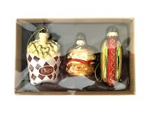 Gebruikt, Set van 3 glazen kerstballen (Fries, Hamburger, Hotdog) tweedehands  Vught - Taalstraat en omgeving