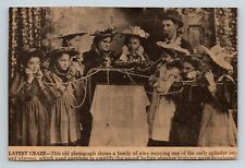 Newspaper Clipping Photo Family of 9 Enjoying Early Cylinder Record Player  for sale  Shipping to Canada