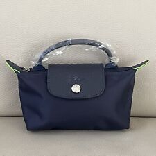 Used, Longchamp Le Pliage Original Mini Pouch with Handle Navy Blue Recycled Canvas for sale  Shipping to South Africa