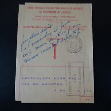 1954 CaD MONTPELLIER DECENTRALISATEUR sur DOC. ALLOCATIONS FAMILIALES AGRICOLES, używany na sprzedaż  Wysyłka do Poland