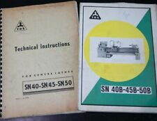 TOS SN40 SN45 SN50 Engine Metal Lathe Owner's Instructions and Parts Manuals, used for sale  Shipping to South Africa