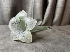 Vaso plantador branco e verde com haste flor trompete soprado à mão arte vidro comprar usado  Enviando para Brazil