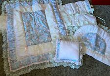 Glenna Jean Vintage Comforter Baby Crib Blanket Set Floral Ruffle Lace Bow Pink for sale  Shipping to South Africa