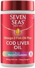 Cápsula multivitamínica multipack óleo de peixe ômega-3 fígado de bacalhau Seven Seas comprar usado  Enviando para Brazil