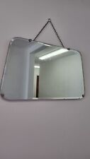 Vintage Frameless Mid Century Wall Hanging Mirror  Retro Bevelled Edge *flaw*, used for sale  Shipping to South Africa