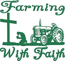 Farm Faith Christian Cross Praying Tractor Car Truck Window Vinyl Decal Sticker for sale  Chatsworth