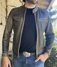 Vintage Wilsons Leather Motorcycle Cafe Racer Moto Jacket Slim Fit Distressed M for sale  Shipping to South Africa