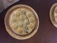 Usado, 5 pratos de escargot/aperitivo Gien com tapetes de vime originais e pinças de caracol comprar usado  Enviando para Brazil