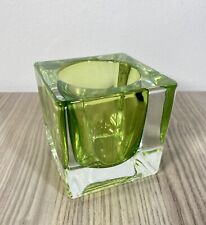 Used, Block Square Glass Tea Light /Votive Candle Holder Lime Green 3” for sale  Shipping to South Africa