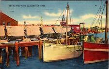Cartão postal secagem redes de peixes Gloucester MA barcos de pesca em massa doca Mary Ruth comprar usado  Enviando para Brazil