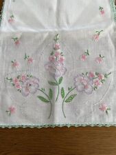 Cachecol vintage bordado à mão floral rosa corredor casa de campo núcleo da vovó comprar usado  Enviando para Brazil