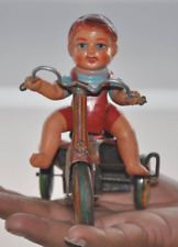 Triciclo vintage de corda menino montando brinquedo de lata litho, Japão comprar usado  Enviando para Brazil