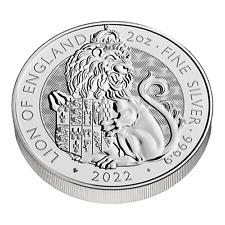 Monedas de plata 2 OZ Royal Tudor Beasts UK 5 Lion of England 2022 segunda mano  Embacar hacia Mexico