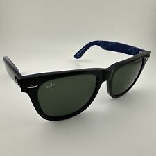 Ray-Ban Original Wayfarer Unisex Black/Blue Sunglasses RB2140 1112 Leather Pouch, used for sale  Shipping to South Africa
