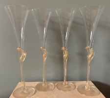 CUATRO (4) UNION STREET GLASS UNG4 Champagne 11" Flautas Transparentes/Doradas SIN FIRMAR EE. UU. CA segunda mano  Embacar hacia Argentina
