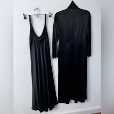 Via Del Amore silk black long gown and robe womens size small for sale  Shipping to South Africa