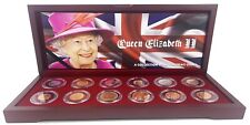 Queen Elizabeth II - 12 monedas de retrato caja de madera juego segunda mano  Embacar hacia Argentina