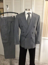MENS GRAY DOUBLE BREASTED PEAK LAPEL WOOL 2 PIECE SUIT SIZE: 38S  PANTS: 30x28 for sale  Shipping to South Africa