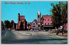 Nashua New Hampshire Downtown City Square Streetview Chrome UNP Postcard for sale  Shipping to South Africa