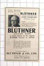 1934 Mark Hambourg, Famous Pianist, Recommends The New Bluthner Mini Grand Piano for sale  Shipping to South Africa