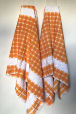 Vintage 1970s Beach/ Bath Towel Pair Orange Yellow Hut Caravan Camper TV Prop for sale  Shipping to South Africa