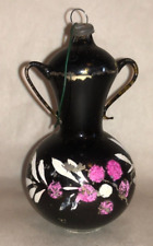 Vintage Hand Blown Painted 2 Handled Vase Christmas Ornament ~3' Antique for sale  Shipping to South Africa