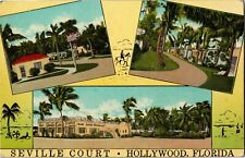 Cartão postal vintage E40 Sevilha Court Motel Tourist Trailer Park, Hollywood FL comprar usado  Enviando para Brazil