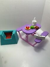 Barbie Picnic Table Bench Purple Pink and Firepit Vintage Outdoors Diorama for sale  Shipping to South Africa