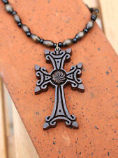 Small Wooden Cross Christianity Necklace Pendant Chain wood crucifix Armenian for sale  Shipping to South Africa