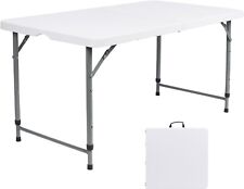 4ft Folding Trestle Table Camping Market BBQ Table White Foldable Portable , used for sale  Shipping to South Africa