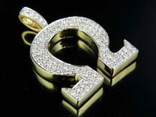 Usado, Pingente masculino redondo simulado de diamante Omega folheado a ouro amarelo 14K prata 925 comprar usado  Enviando para Brazil