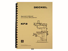 Deckel  Universal Copy Milling Machine KF2 Operators Manual  *635, used for sale  Goddard