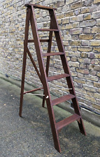VINTAGE 5 TREAD LIBRARY STEPLADDER - SHELLAC SEALED & WAXED for sale  Shipping to South Africa