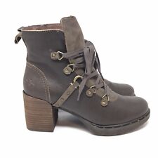 Botas femininas OTBT Oregon salto empilhado couro marrom cacau tornozelo tamanho 8.5 comprar usado  Enviando para Brazil