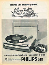 PUBLICITE ADVERTISING 124  1962  PHILIPS  éléctrohone tourne-disque  à piles d'occasion  Roquebrune-sur-Argens