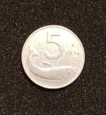 2 Monete 5 Lire Italiane 1954, delfino rarissima. usato  Brescia