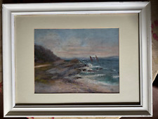 Used, Medium antique oil painting Scottish landscape or seascape signed and framed for sale  Shipping to South Africa