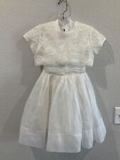 Vestido saia completa vintage feminino branco transparente organza flocado tamanho 6, usado comprar usado  Enviando para Brazil