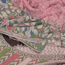 Sanskriti Vintage Sarees Pink Hand Block Kalamkari Pure Cotton Sari Craft Fabric for sale  Shipping to South Africa