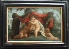 18th CENTURY STUDY of PUTTI AT PLAY in RIVER LANDSCAPE Antique Oil Painting, used for sale  Shipping to Canada