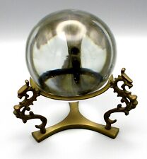 Antigua bola de observación de cristal transparente de 4,25" de colección con soporte de dragón de latón segunda mano  Embacar hacia Argentina