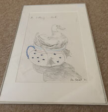 Used, Ellen Graubart - Drawing ‘a Sitting Duck’ Signed 1985 pencil Art Duck Quirky for sale  Shipping to South Africa