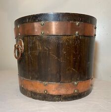 cesta de resíduos vintage feita à mão cobre latão rebitado madeira barril em forma de balde comprar usado  Enviando para Brazil