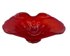 ART GLASS Petal Bowl Pedastal Red with White Accents Blown for sale  Shipping to South Africa