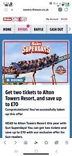 Alton towers code for sale  LONDON