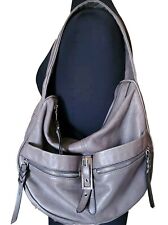 B MAKOWSKY Gray Leather Zippers Shoulder Bag Hobo Handbag Purse for sale  Shipping to South Africa