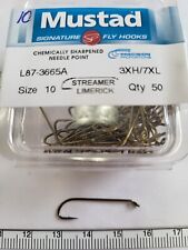 Mustad Streamer Limerick Fly Hook " R87-3665A "3XH/7XL Size:10  Qty 50 Fly Tying na sprzedaż  Wysyłka do Poland