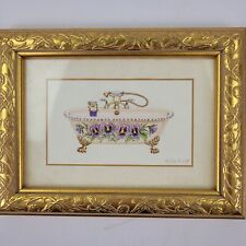 Victorian Clawfoot Bath Mary De Wolfe Vintage Art Print In Gilt Frame, used for sale  Shipping to South Africa