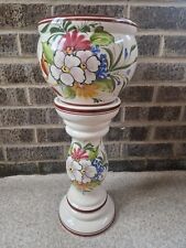 Vintage 1970's Ceramic Jardiniere /Plant Pot and Stand, Floral Design.  for sale  Shipping to South Africa